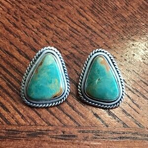 Vintage Native American Turquoise+Sterling Silver Earrings